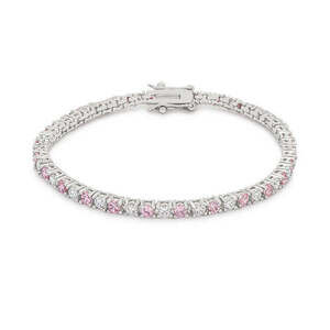 Goldtone Finish Victorian Cubic Zirconia Tennis 8 Inch Bracelet